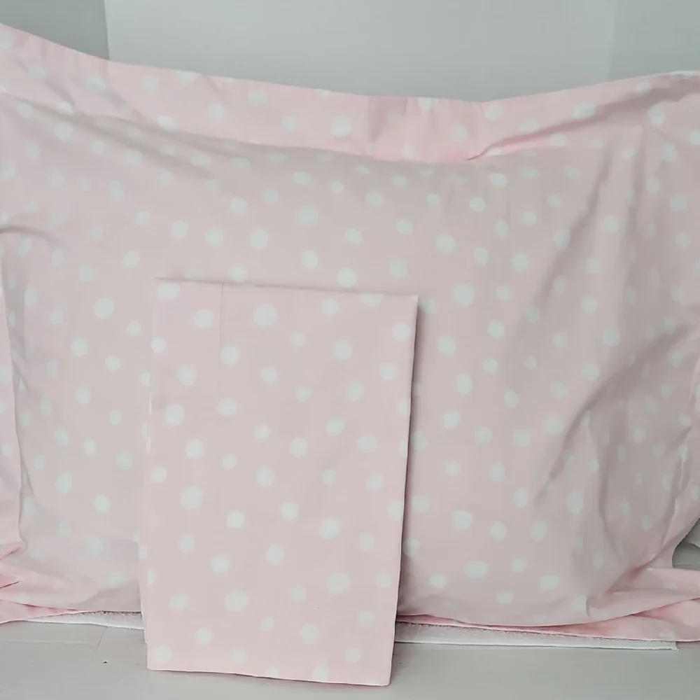 Pottery Barn Blush Pink White Polka Dot Standard Pillow Sham Set
